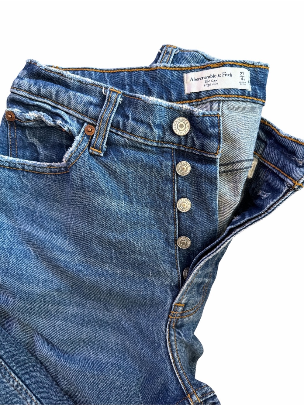 Abercrombie & Fitch Straight Leg Jeans - medium Wash Blue The Dad High Rise - Picture 4 of 4